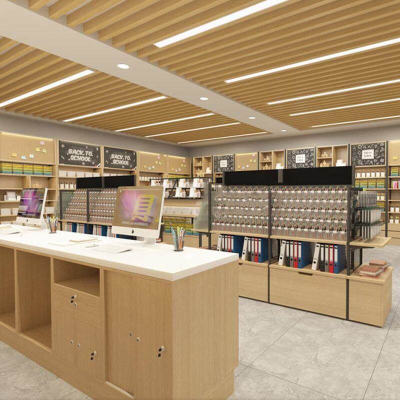文具店货架文具钢木展示架靠墙多功能书店笔架双面中岛展示柜收纳