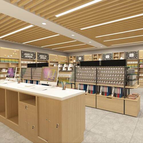 文具店货架文具钢木展示架靠墙多功能书店笔架双面中岛展示柜收纳