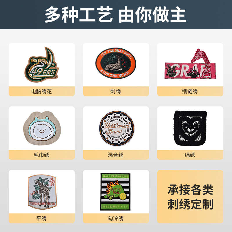 供应刺绣布贴卡通字母logo补丁贴服饰装饰平绣布贴工艺电脑绣花标