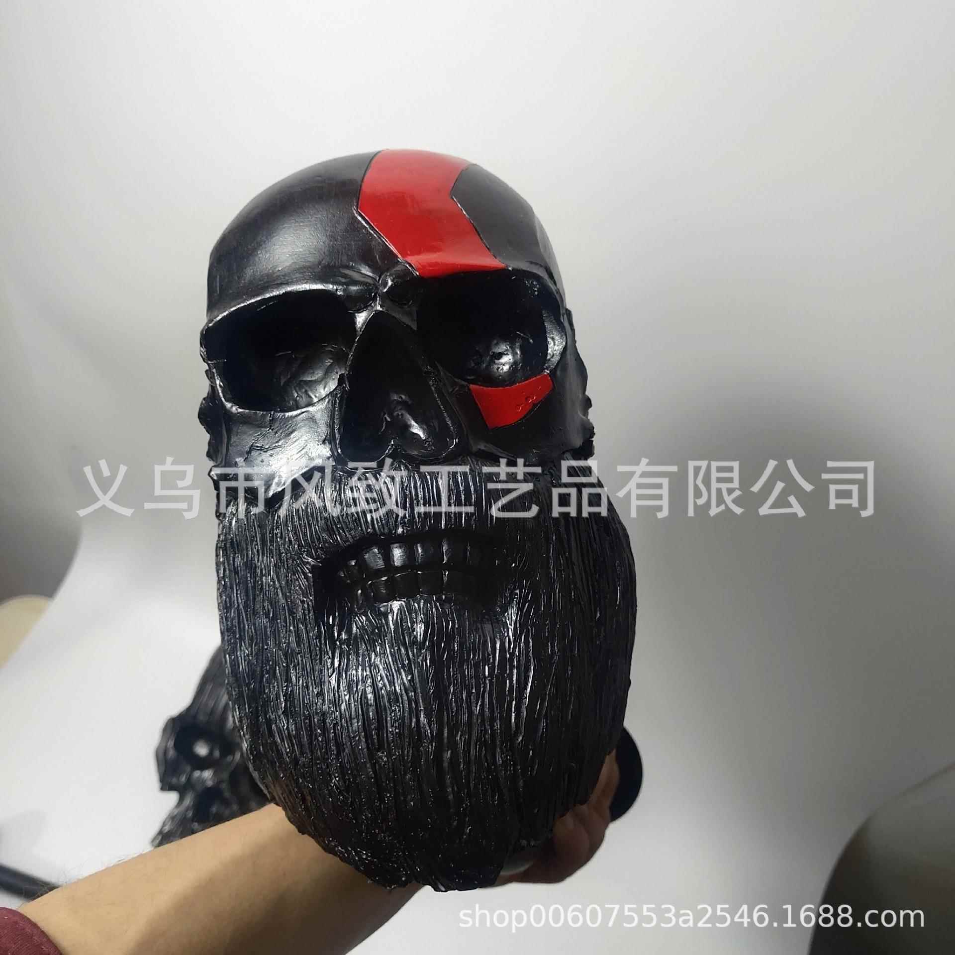 新款直销跨境新款 胡须摩托车头盔架骷髅头 壁挂墙面装饰树脂工艺