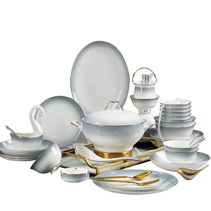陶瓷餐具碗蝶骨瓷碗盘碟组合礼品碗筷套装乔迁送礼礼盒
