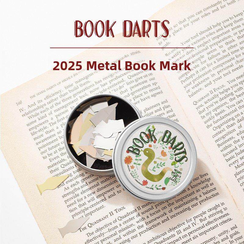 美国BOOKDARTS金属书签创意覆古超薄三色罐装黄铜书签阅读指示器