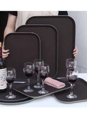 托 托盘长方形防滑酒店饭店KTV端盘子圆形专用送菜上菜大盘子商用