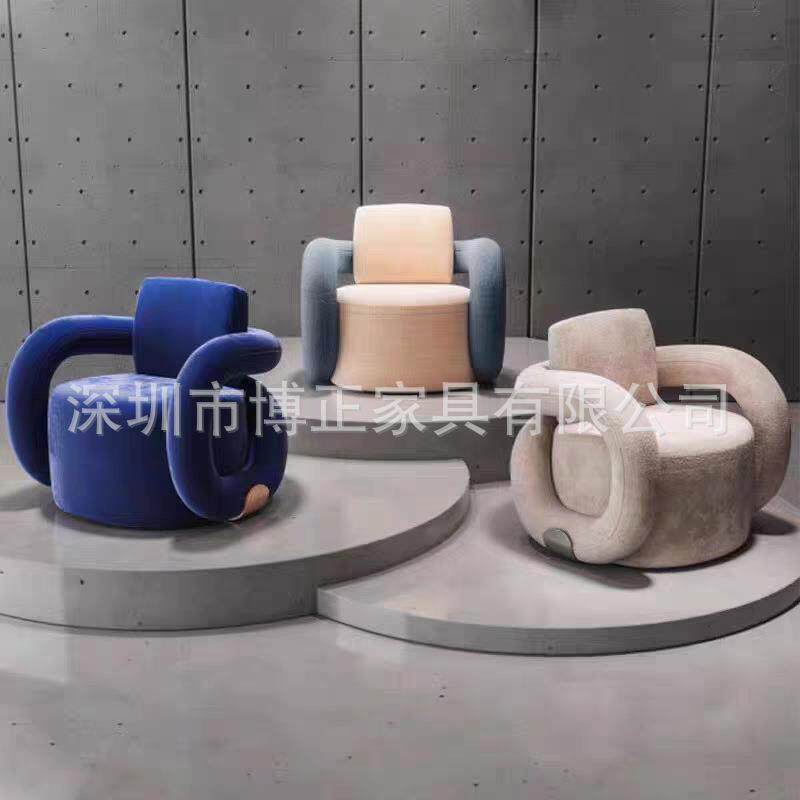 意式轻奢休闲沙发椅 现代简约极简别墅客厅设计师扶手单人老虎椅