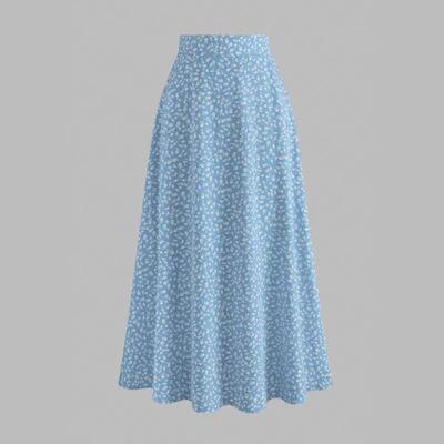 Women's High Waist Ditsy Floral Midi Skirt Daisy Print