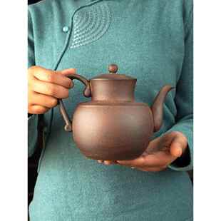 粗陶岩泥宋式执壶茶壶家用泡茶器煮茶烧水壶中式复古围炉陶瓷单壶