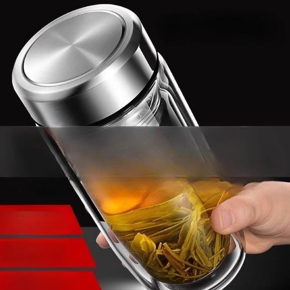 摔钢化玻璃杯茶叶杯子摔不烂的隔热保温水杯双层鹅蛋杯男士茶杯防