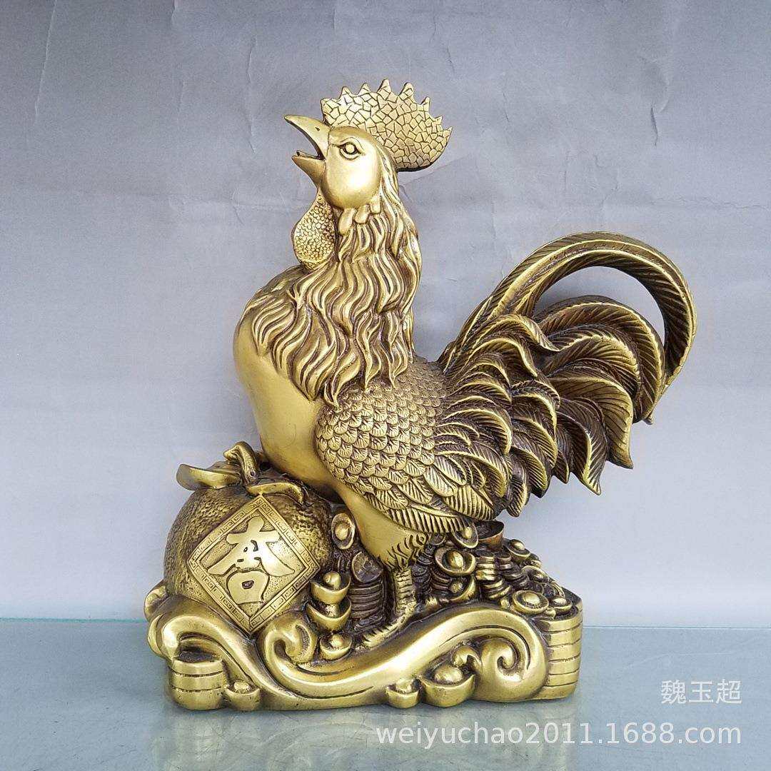 纯铜鸡摆件大号 金鸡铜公鸡如意大吉大利鸡工艺品鸡摆设铜