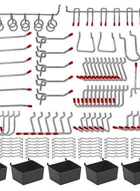 跨境洞洞板挂钩套装2.5cm孔距114PC金属挂钩墙壁收纳五金钩子配件