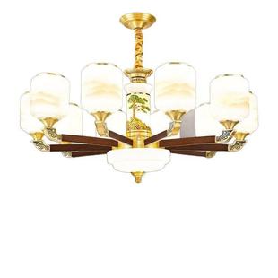 全铜新中式 楼餐厅卧室大厅灯中山灯具 客厅吊灯实木中国风大气复式