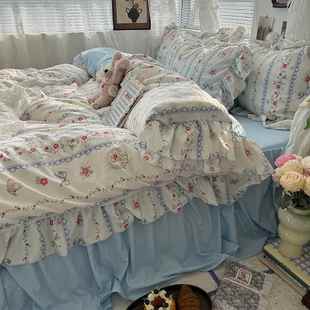 水YS-公主洗家棉床被单四件套风公主花边被套南通纺床上用品宿舍