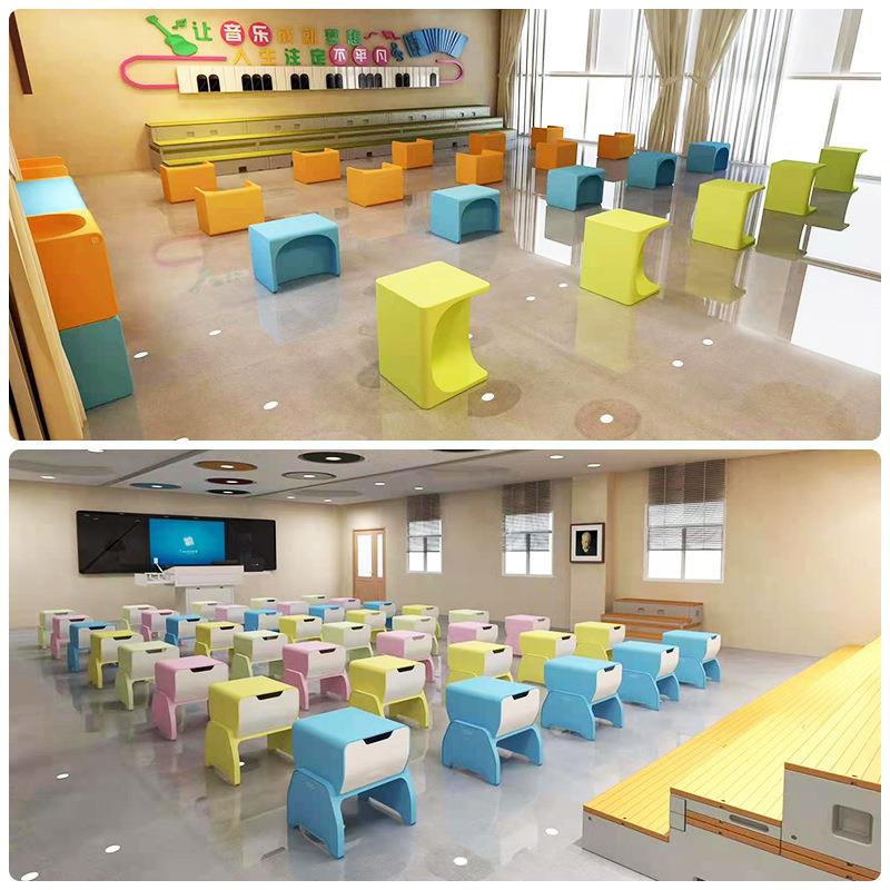 新型音乐凳幼儿园多功能注塑PE音乐凳合唱凳中小学教室专用储物凳