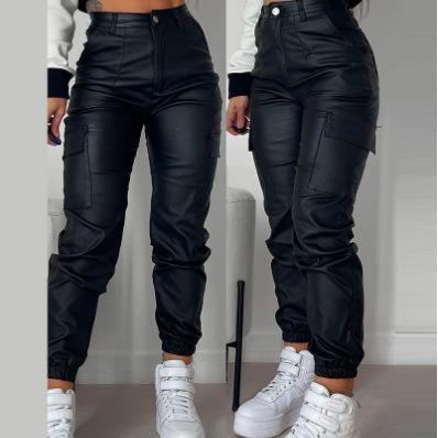 Women Button Pocket Cargo Sweater Pants Casual Street Comfy
