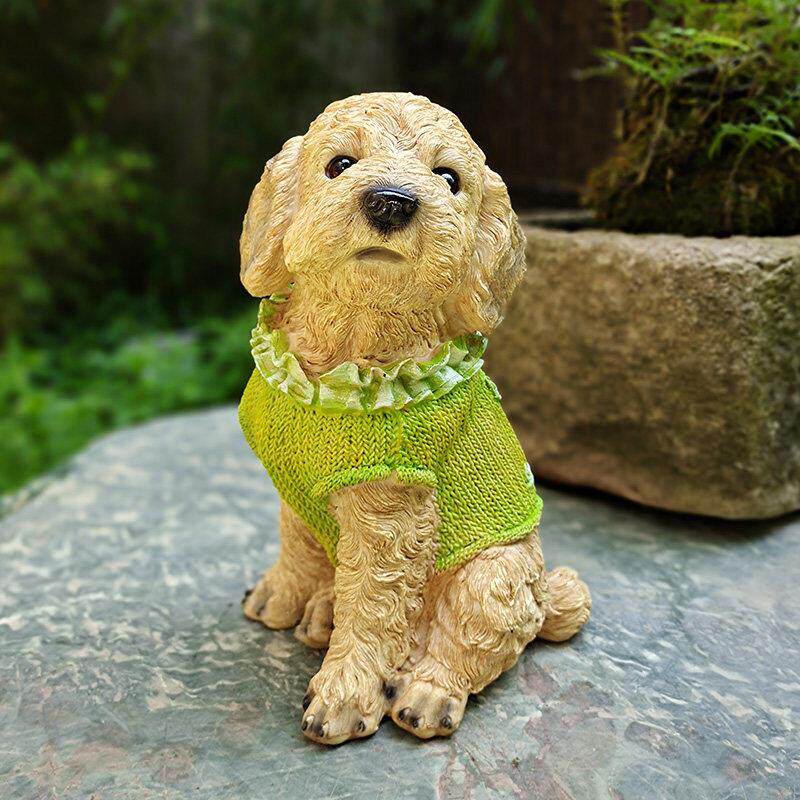 花园装饰庭院布置仿真动物狗摆件泰迪犬阳台家居院子个性创意雕塑