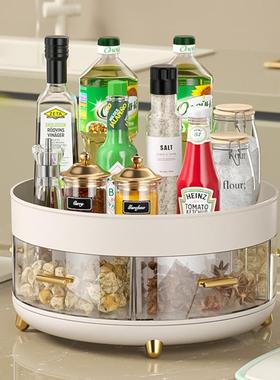 旋转调料盒多格一体调料置物架厨房酱油瓶盐调味罐调料品收纳盒无