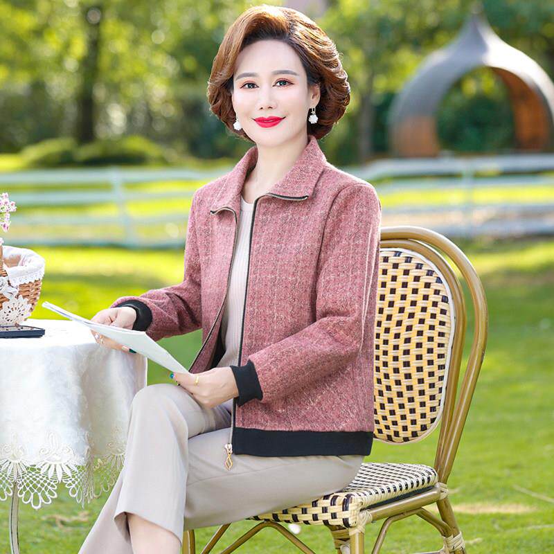 中老年外套女短款2025春秋新款中年妈妈风衣设计感小众休闲夹克装