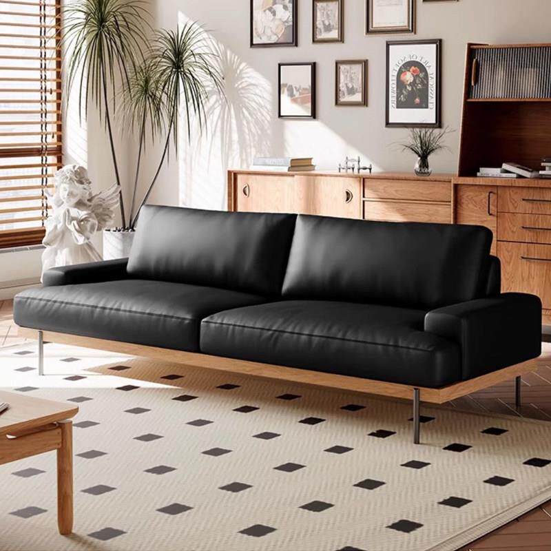 覆古风沙发办公室真皮简约会客洽谈接待贵宾室直排三人位茶几组合