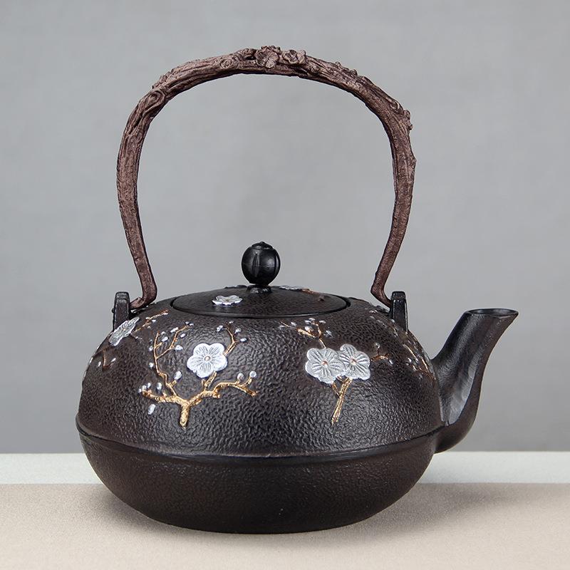 1800ml大号容量喜上眉梢铸铁壶煮水泡茶铁茶壶电陶炉茶具套装