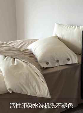 高端秋休闲001支纯棉磨毛四件套双面磨冬YW-48365毛加厚裸亲肤睡