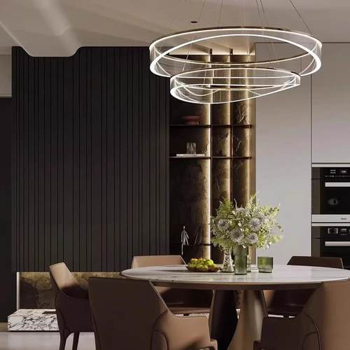 克力现代术装饰艺757灯客厅餐厅轻亚奢吊灯卧室环形样顶板间吸吊