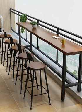 7T台用btsm007吧台墙桌简约实木靠窗长条高低脚长桌子高阳脚桌椅