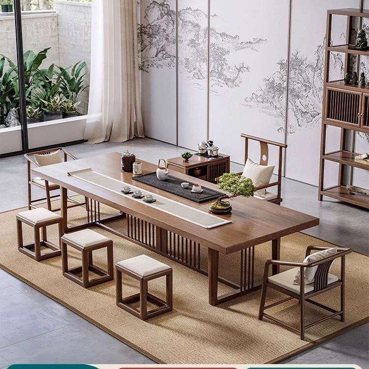新中式实木大板茶桌椅组合禅意简约客厅泡茶桌家用茶室办公泡茶台