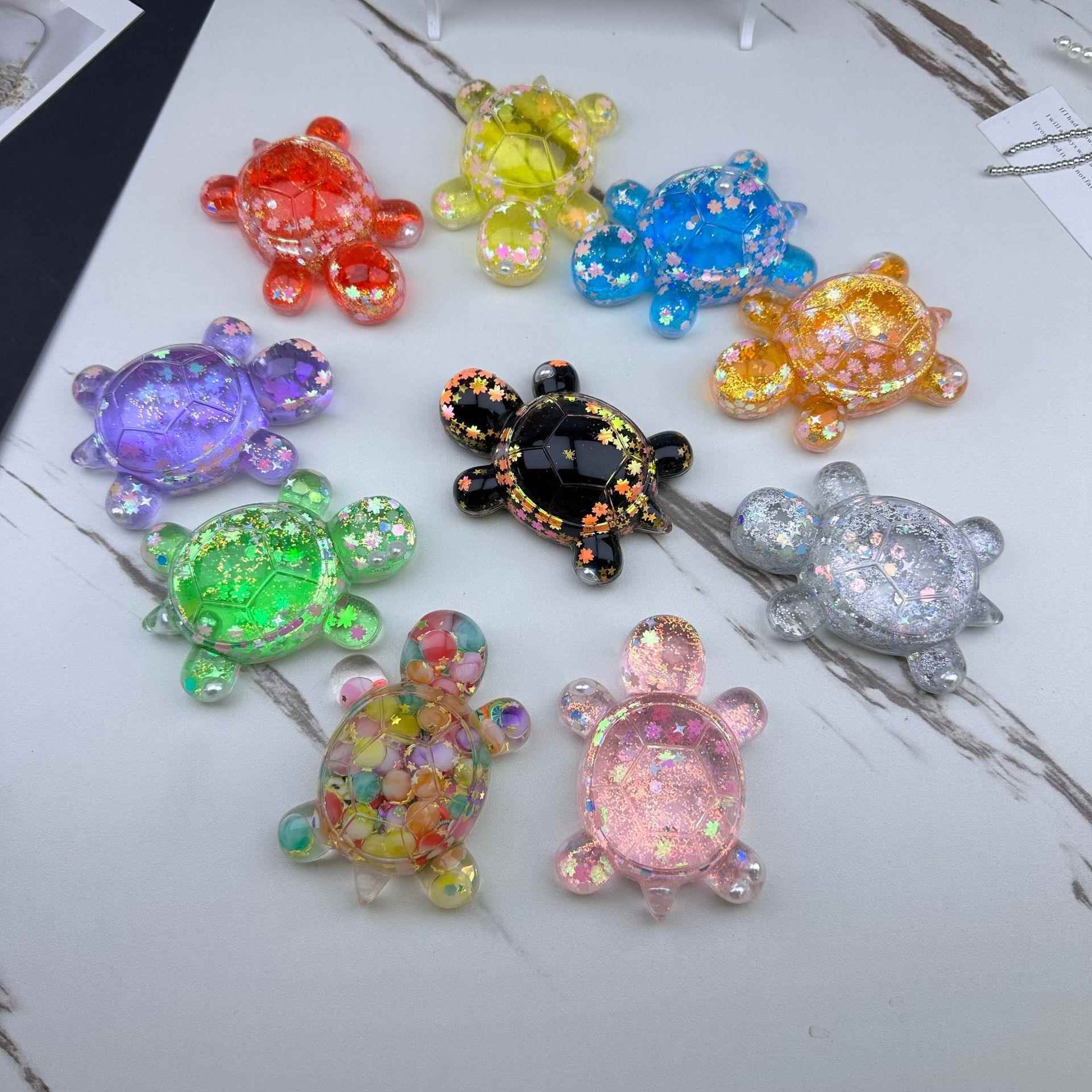 网红爆款流沙龟大号液体炫彩爆闪乌龟摆件~diy创意新夜光车载饰品