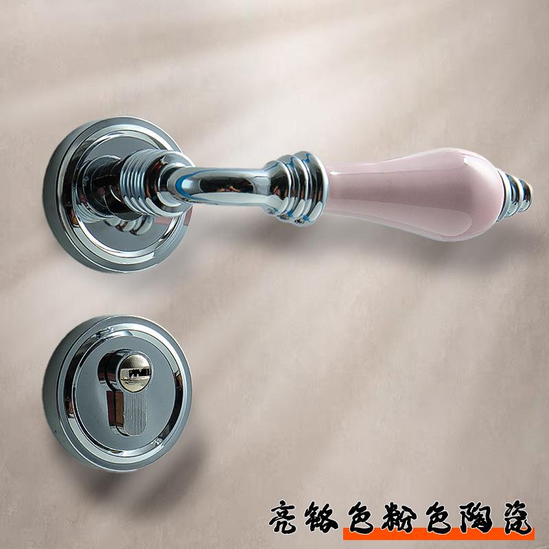 法式古轻陶瓷666奢卧室门锁陶瓷通用型静音复门房锁分体门木门把