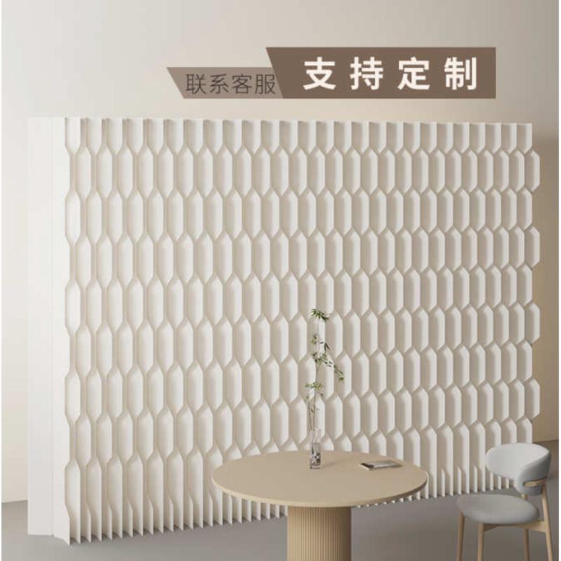 客厅玄关软屏风隔断办公室推拉移动围栏展会鱼鳞纸墙入户假墙挡板