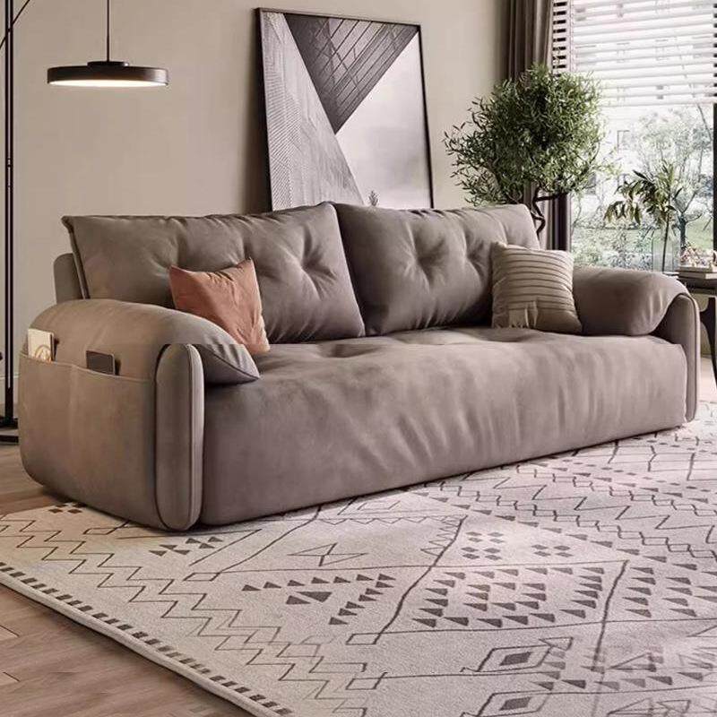 意式猫爪皮沙发床可折叠伸缩推拉多功能两用单双人小户型客厅网红