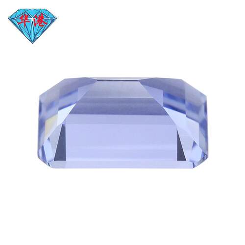 华港宝石 长方倒角车平培育矢车菊 合成彩宝裸石戒面再生蓝宝石