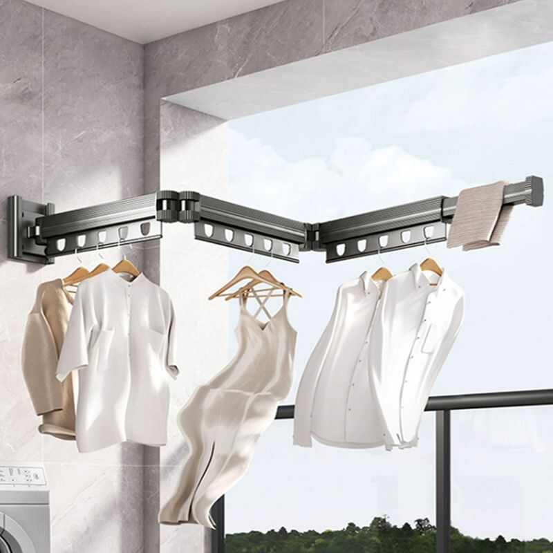 折叠晾衣架隐形家用阳台伸缩壁挂式晾衣架凉衣墙上窗外晾衣杆