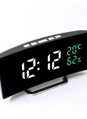 Curved Screen Digital Alarm Clock Temperature Humidity 3