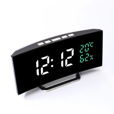 Curved Screen Digital Alarm Clock Temperature Humidity 3