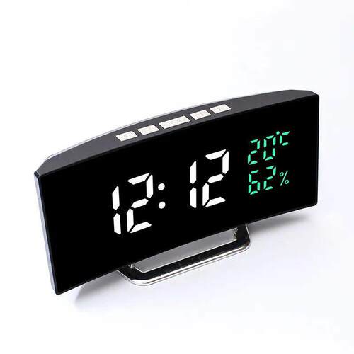 Curved Screen Digital Alarm Clock Temperature Humidity 3