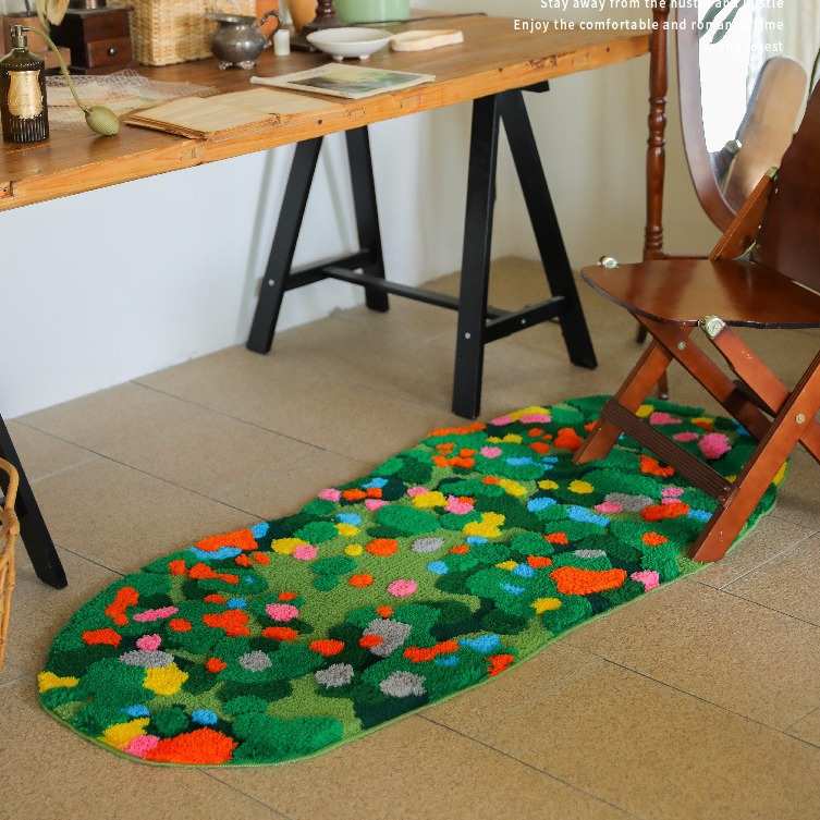 小单定制 植绒地毯浴室垫卧室簇绒地毯定制客厅地毯机织苔藓地毯