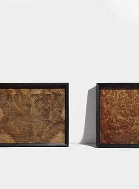 现代轻奢复古果木纹托盘摆件样板间售楼处客厅桌面收纳盘软装饰品