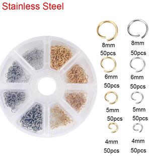 Stainless Jump Beads Open Crimp Clasps Lobster Steel Rings