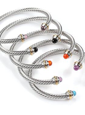 Stainless Steel Cable Bracelet Size Adjusle Female Elastic T