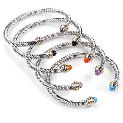 Stainless Steel Cable Bracelet Size Adjusle Female Elastic T