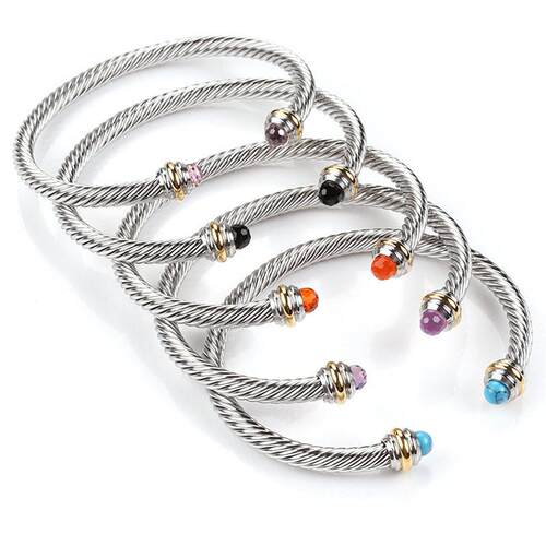Stainless Steel Cable Bracelet Size Adjusle Female Elastic T