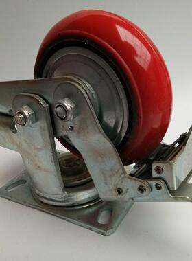 脚轮万向轮工业轮聚氨酯PU6寸减震轮刹车PU材质重型轮转向刹车