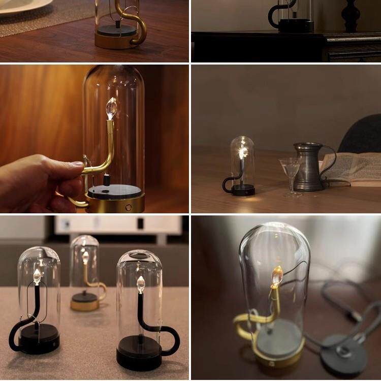 仿烛光装饰台灯餐厅吧台酒吧氛围复古充电触摸床头蜡烛火焰小夜灯