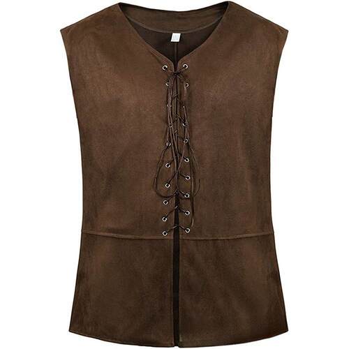 Period steam vest men's lace up vest