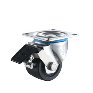 负载600KG 高度105MM 3寸不锈钢低重心刹车脚轮 安装