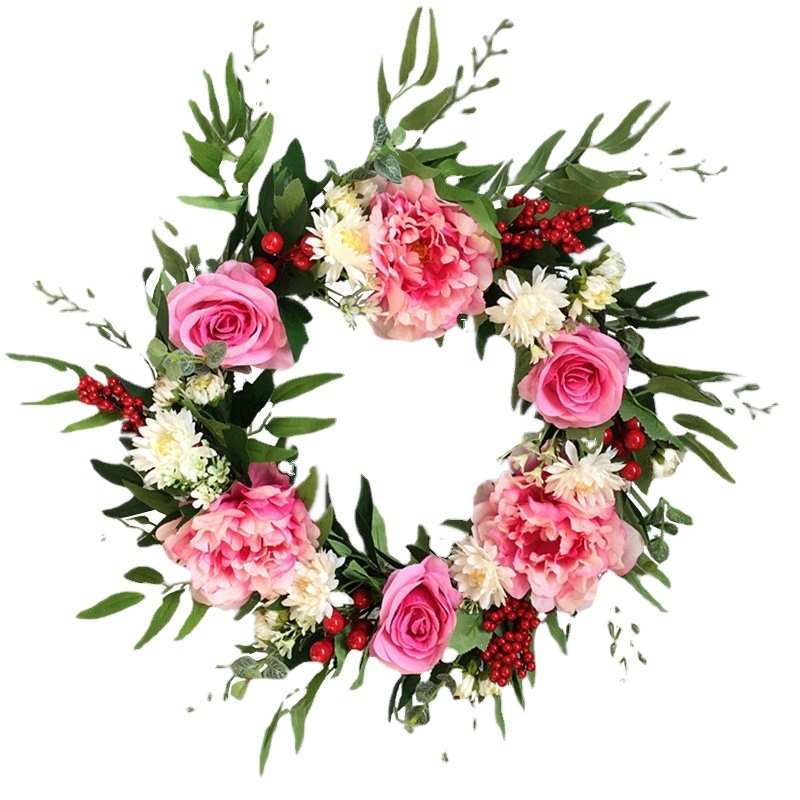 家居大门楣 花环欧式装饰品花圈玫瑰婚礼牡丹壁饰橱窗花环挂饰