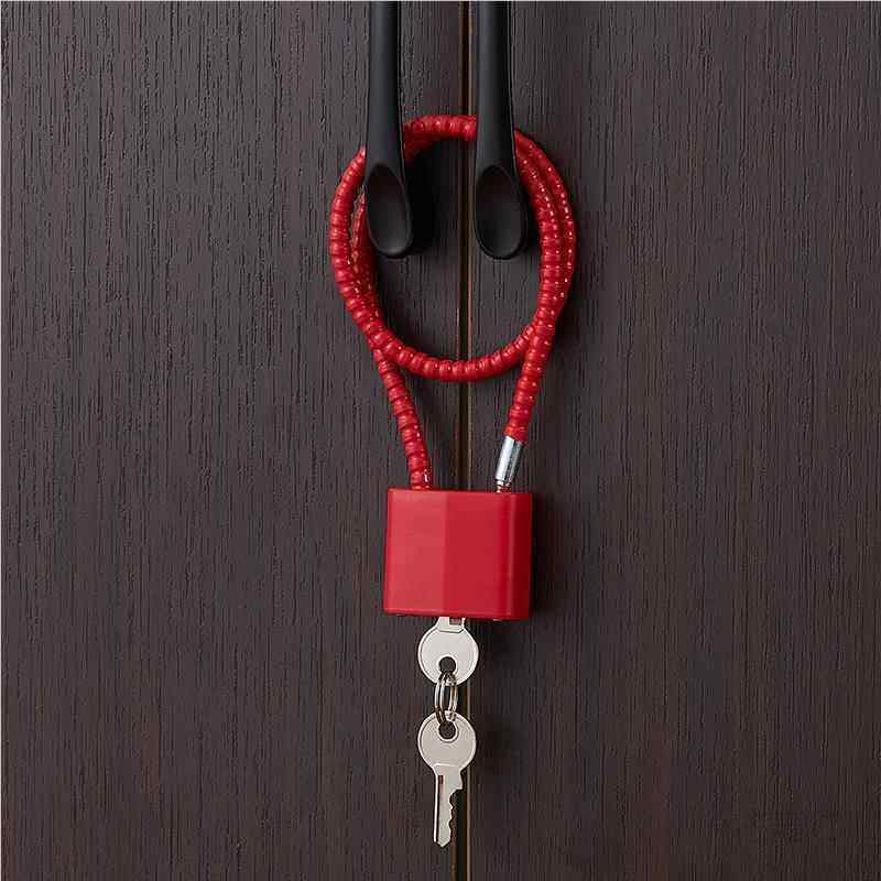 钢丝挂锁密码锁电动车筐篮柜子门钥匙小钥匙锁盔锁软长绳锁密码锁