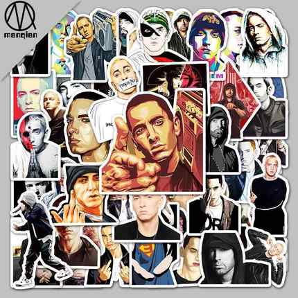 50张说唱歌手Eminem涂鸦明星行李箱笔记本电脑滑板车汽车装饰贴纸