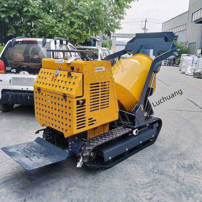 履带式混凝土搅拌车全地形水泥搅拌运输一体机自制小型搅拌槽