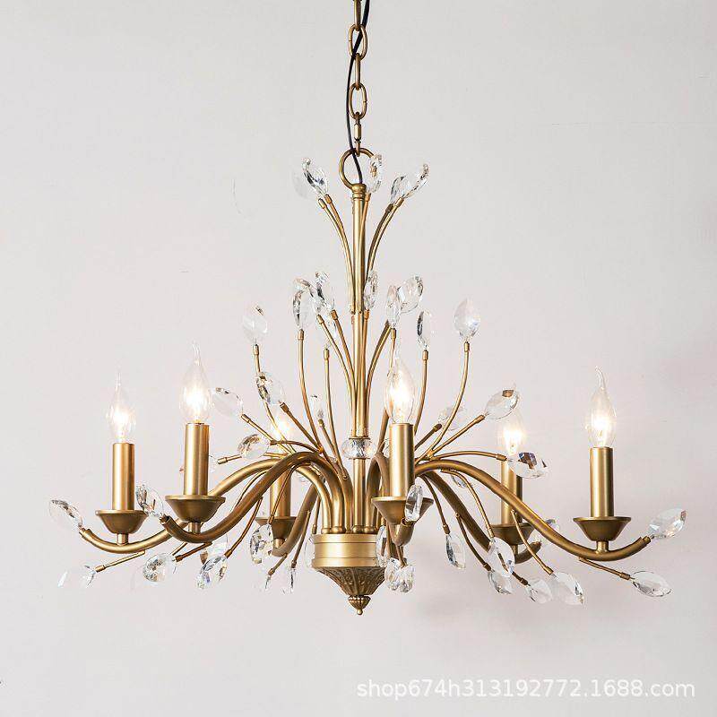 美式吊灯客厅灯轻奢法式树枝别墅大厅复式楼梯简欧餐厅卧室水晶灯